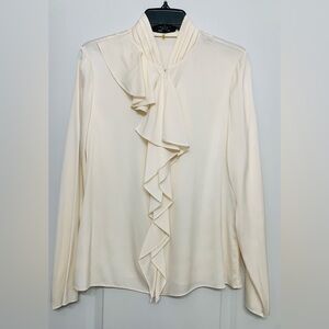 ELIE TAHARI Jabot Ruffle Silk Blouse created for Nordstrom